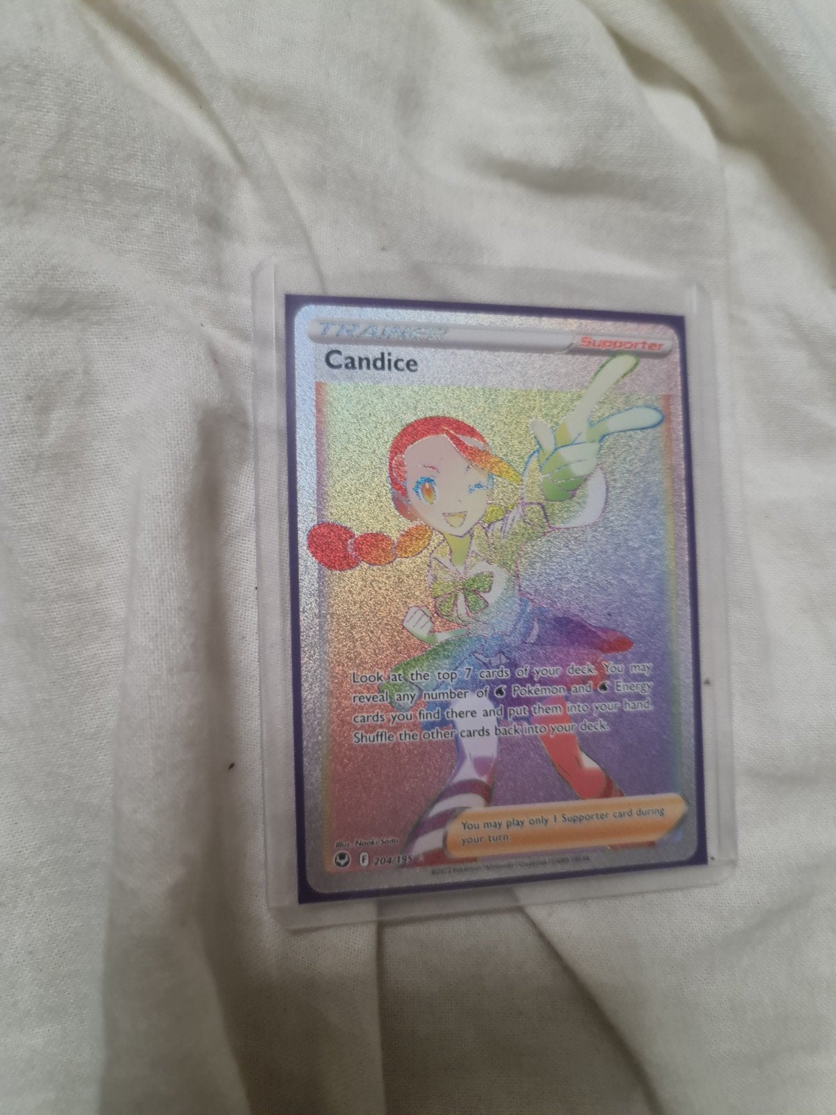Candice Full Art Rainbow Trainer Pokémon Kaart 204/195, Ophalen of Verzenden, Zo goed als nieuw, Losse kaart, Foil