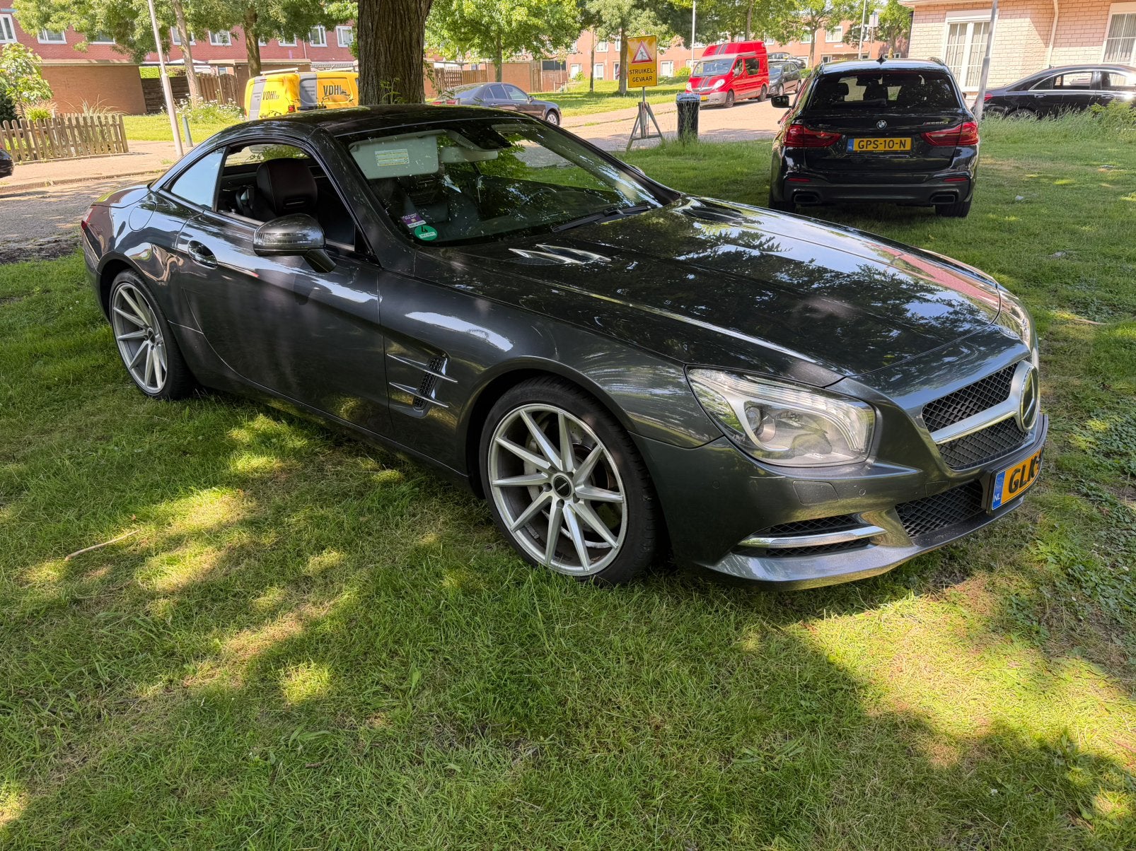 Mercedes-Benz SL Sl500 Aut7 Blue Efficiency 2013 Grijs, Auto's, Mercedes-Benz, 8 cilinders, Cabriolet, 11 km/l, Automaat