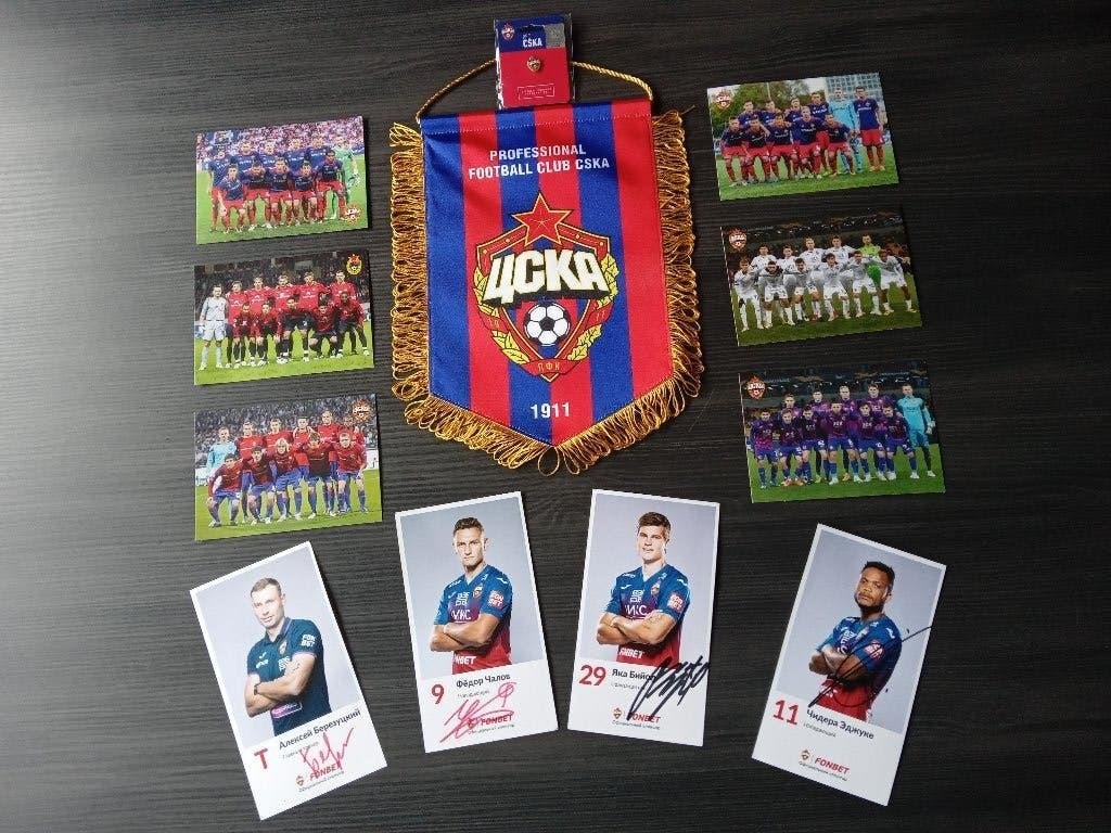 Gesigneerde spelerskaarten en een grote vaan van CSKA Moskou, Verzamelen, Ophalen of Verzenden, Nieuw, Buitenlandse clubs, Spelerskaart