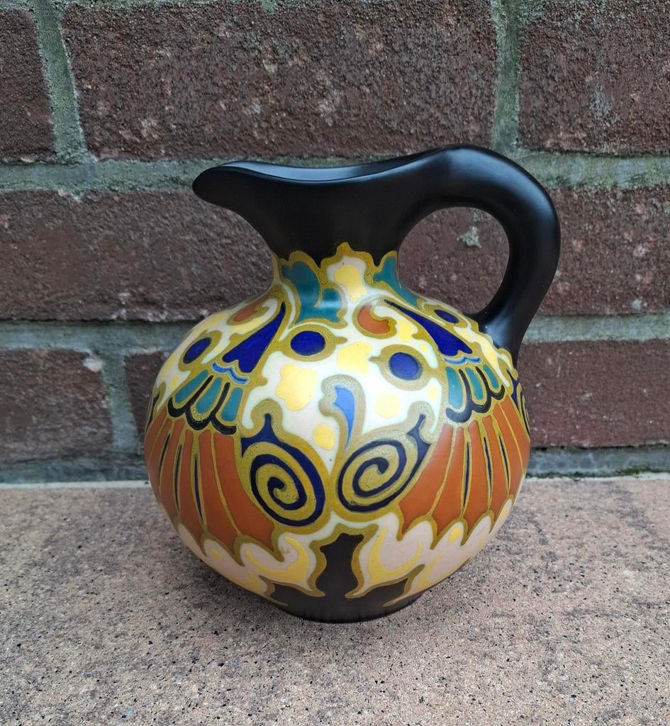 Zeldzaam mooie Gouda plateel Darla vaas, Antiek en Kunst, Antiek | Keramiek en Aardewerk, Ophalen of Verzenden