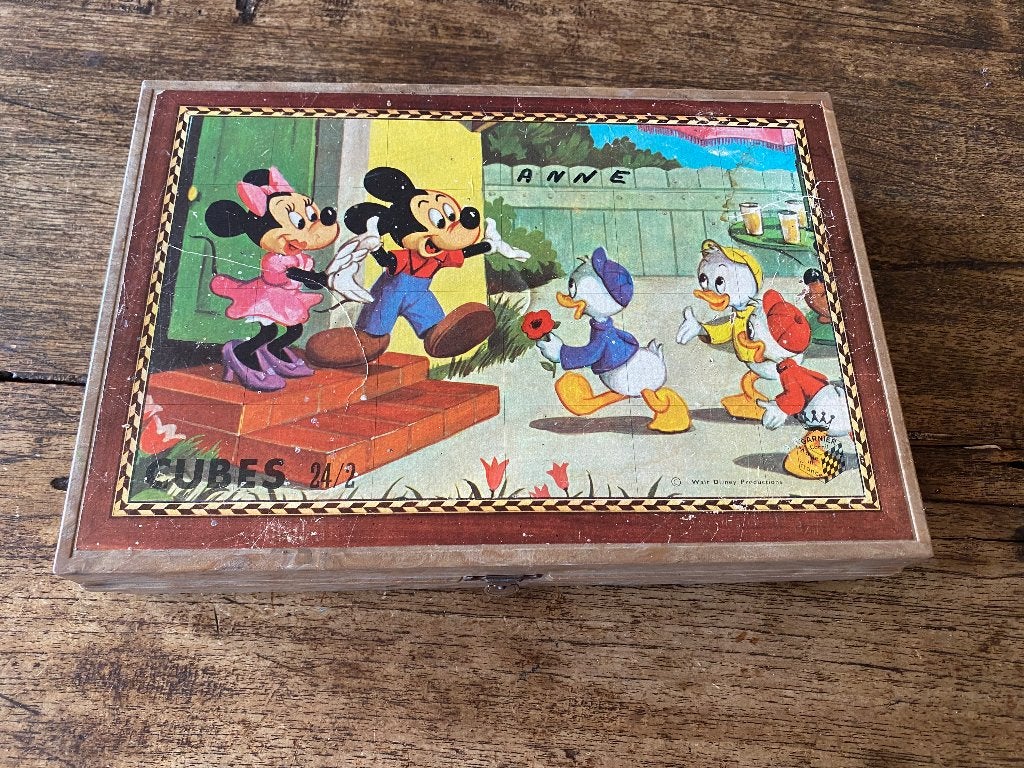 Vintage puzzel/puzzle cubes Disney - Frans - Garnier 70's, Antiek en Kunst, Ophalen of Verzenden