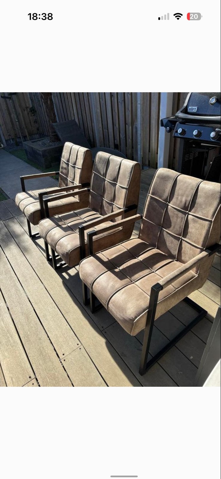 Set van 3 moderne eetkamerstoelen, Huis en Inrichting, Stoelen, Ophalen, Gebruikt, Metaal, Drie