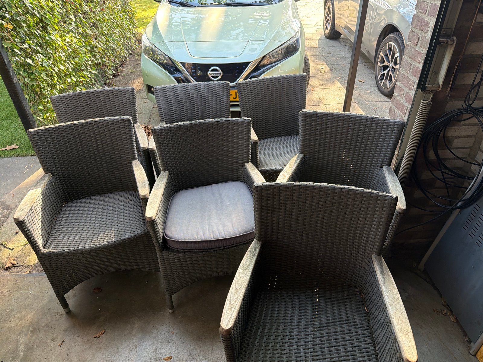 8x Tuinstoelen met kussens - Nog in prima staat!, Tuin en Terras, Ophalen of Verzenden, Gebruikt, Wicker