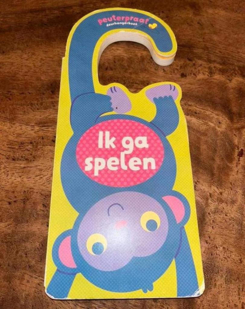 Leesboek: Deurhangerboek - Speeltijd met aapje, Ophalen of Verzenden, Zo goed als nieuw, Uitklap-, Voel- of Ontdekboek, 1 tot 2 jaar