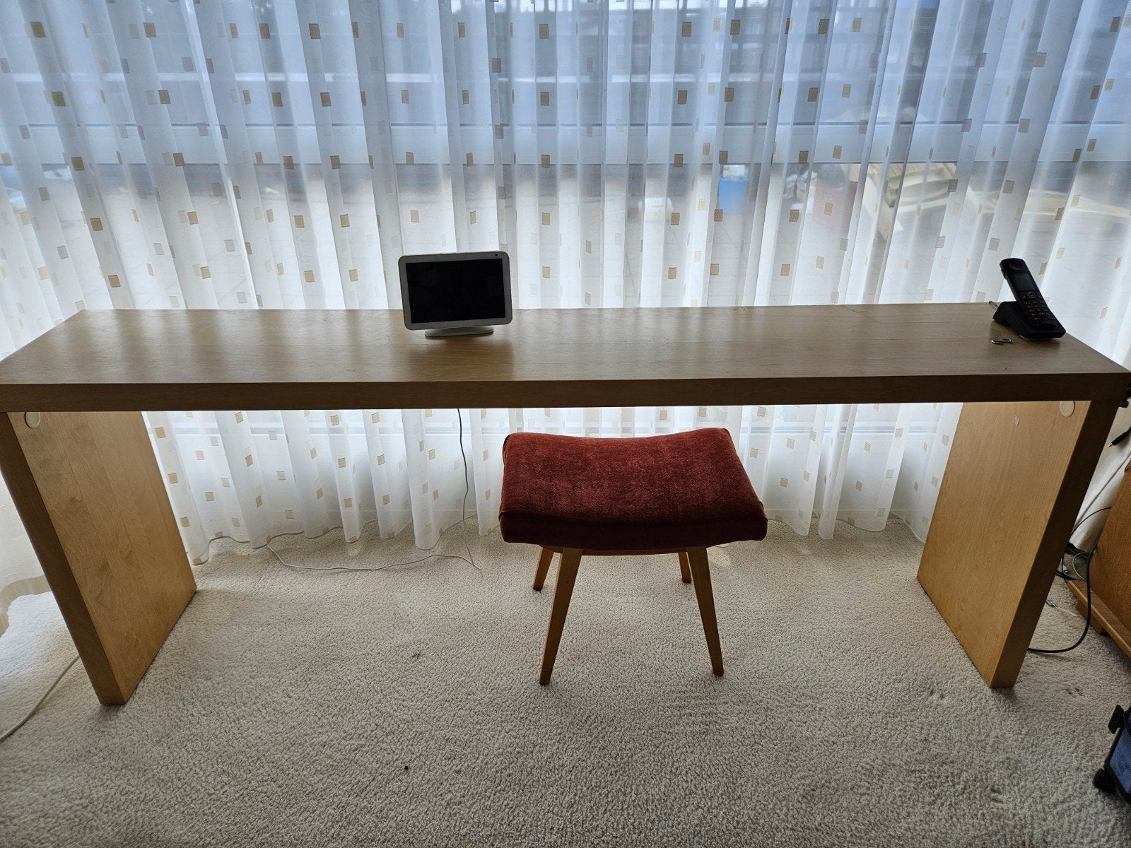 Lange houten tafel/bureau - Ideaal voor werk of diner, Huis en Inrichting, Tafels | Eettafels, Ophalen, Modern minimalistisch