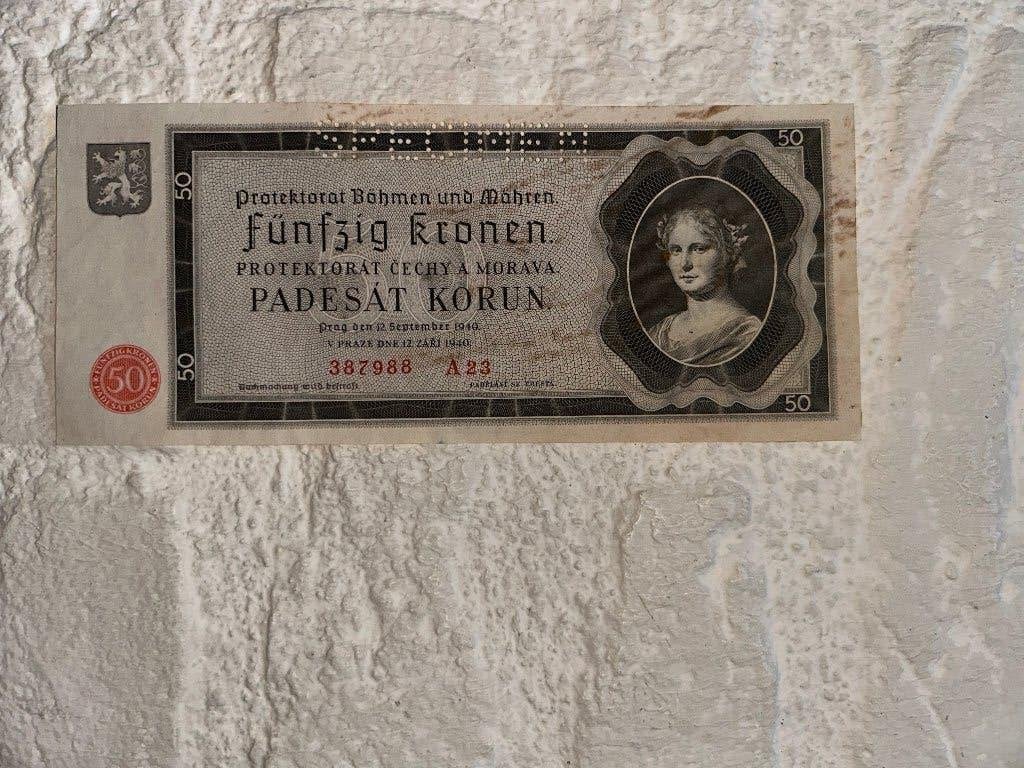 Bankbiljet Bohmen und Mahren 50 Korun, Postzegels en Munten, Bankbiljetten | Europa | Niet-Eurobiljetten, Ophalen, Overige landen