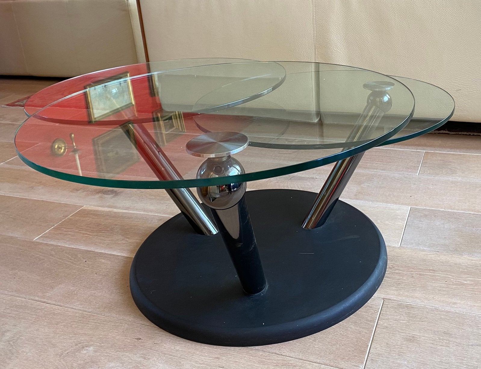 Mooie Naos Design Glazen Salon Tafel Concentrisch Model €350, Ophalen, Zo goed als nieuw