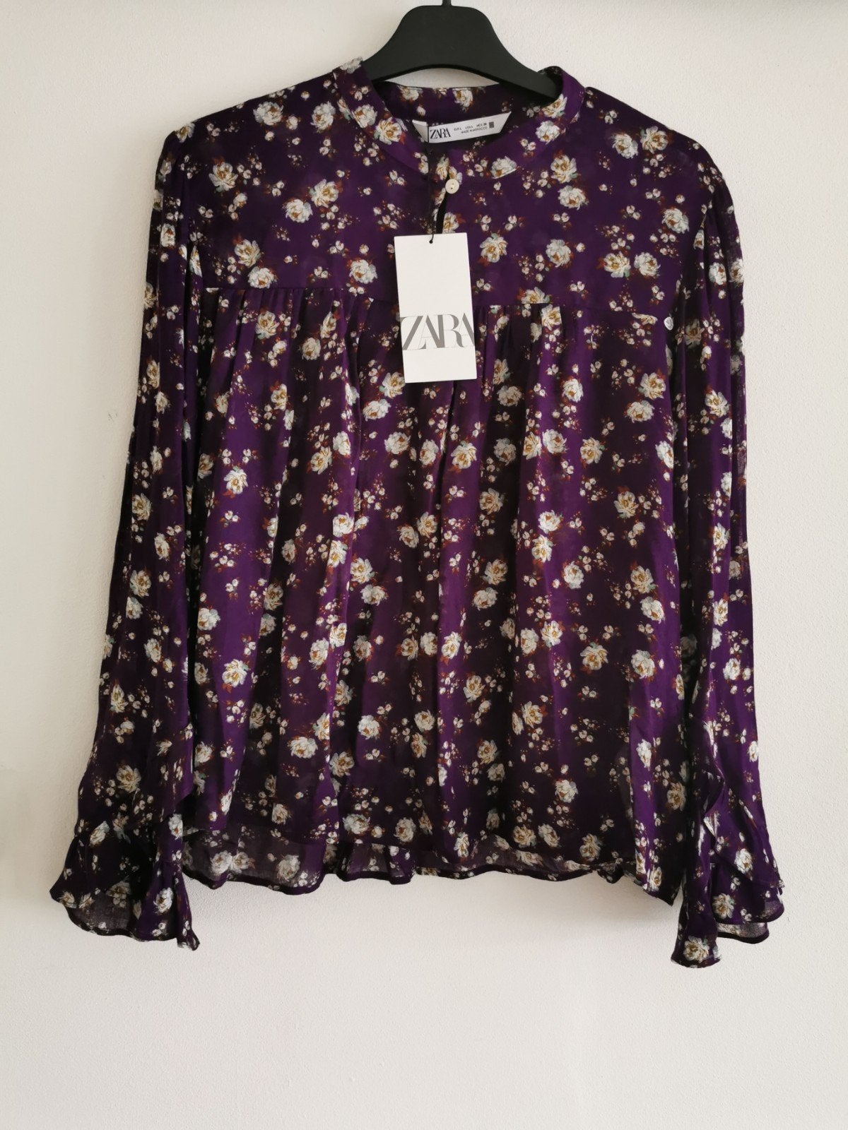 ZARA blouse met volants mt. M, Maat 38/40 (M), Verzenden, Zara, Paars