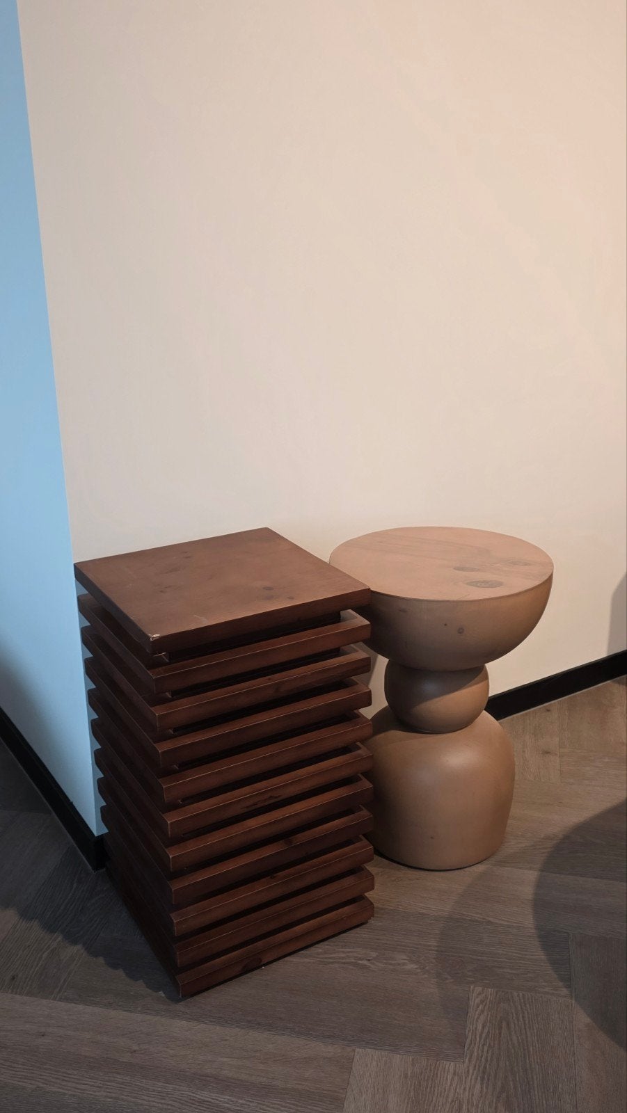 Unieke japandi bijzettafels met verschillende vormen, Japandi, Minder dan 55 cm, Gebruikt, Overige vormen