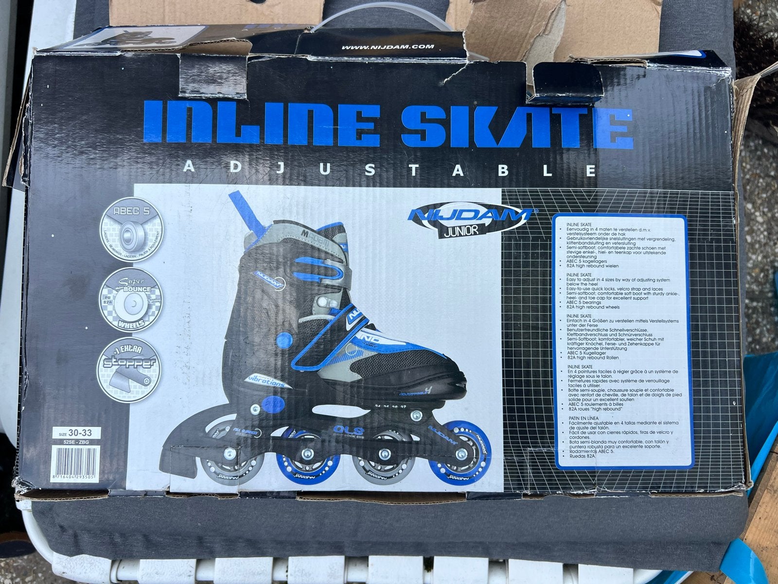verstelbare Nijdam Junior inline skates, maat 30-33, Ophalen, Verstelbaar, Nieuw, Kinderen