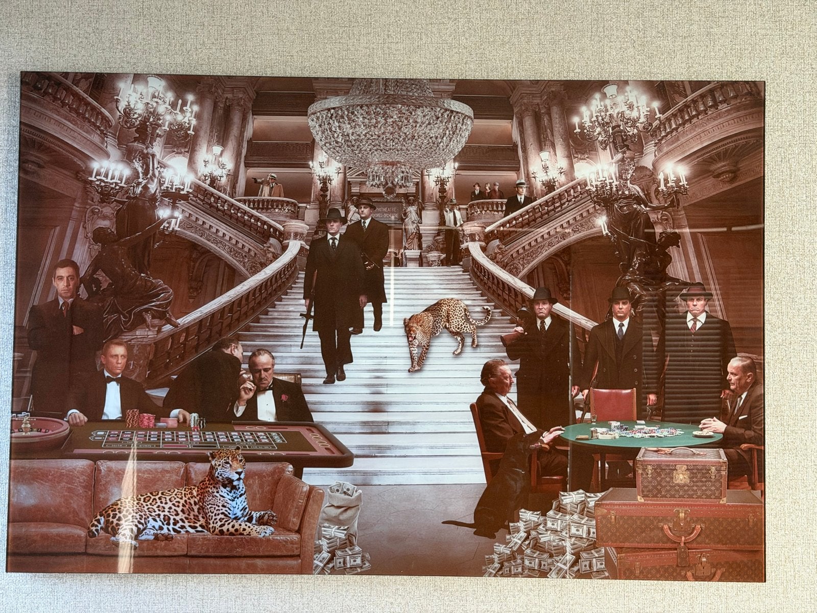 Modern schilderij: Maffia, casino en luipaarden, Ophalen, Figuren, Print, Overige materialen