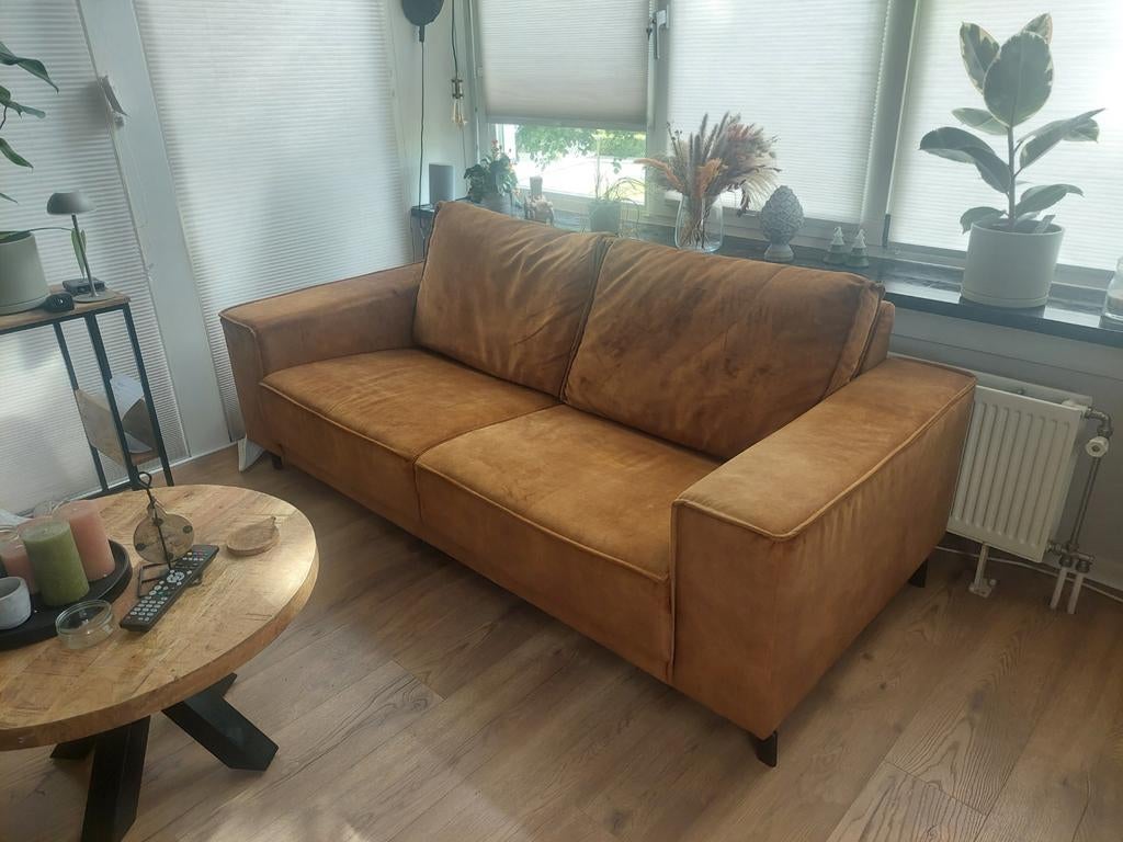 Comfortabele 2-zitsbank in cognac kleur, Ophalen