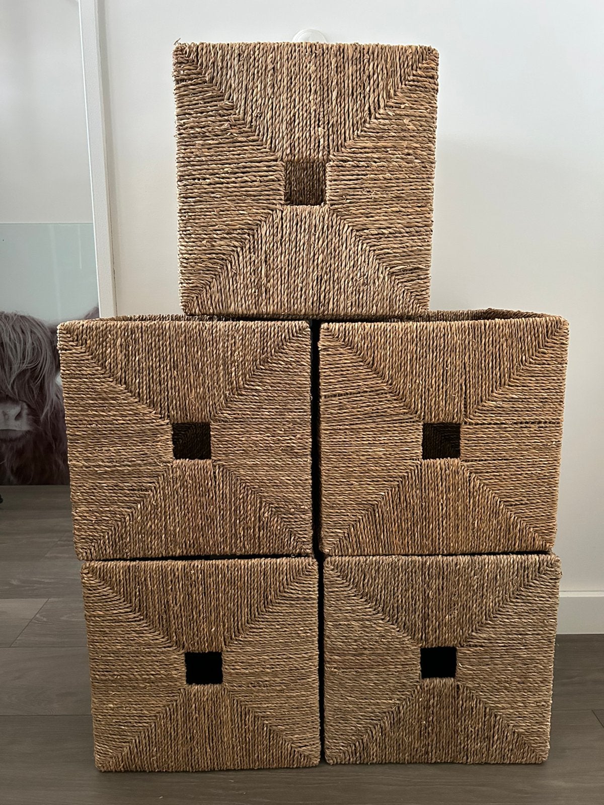 5x ikea knipsa kallax manden, Ophalen, Vierkant, Riet, Mand