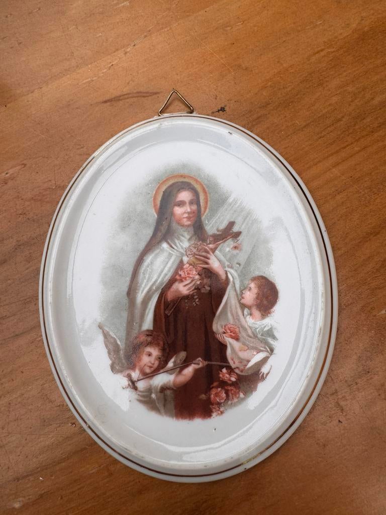 Maria wandplaatje schilderijtje porselein, Ophalen of Verzenden