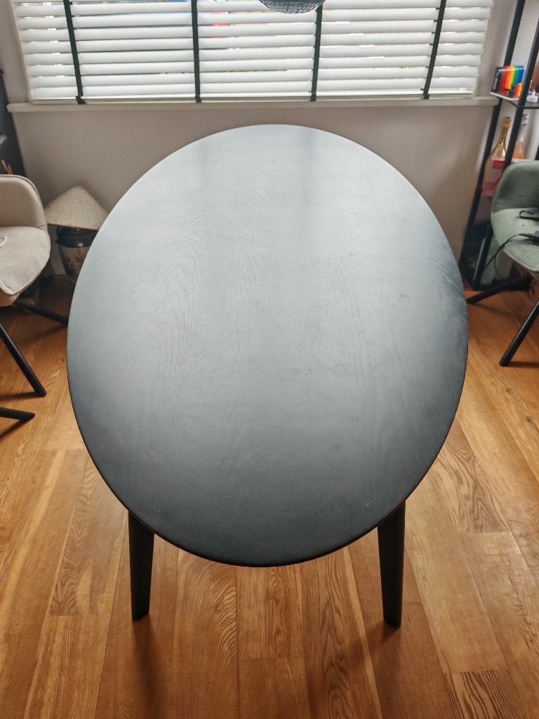 Japandi Ovaal Eettafel 200 x 90 cm - Zwart, Huis en Inrichting, Ophalen, Japandi, Eikenhout, 200 cm of meer