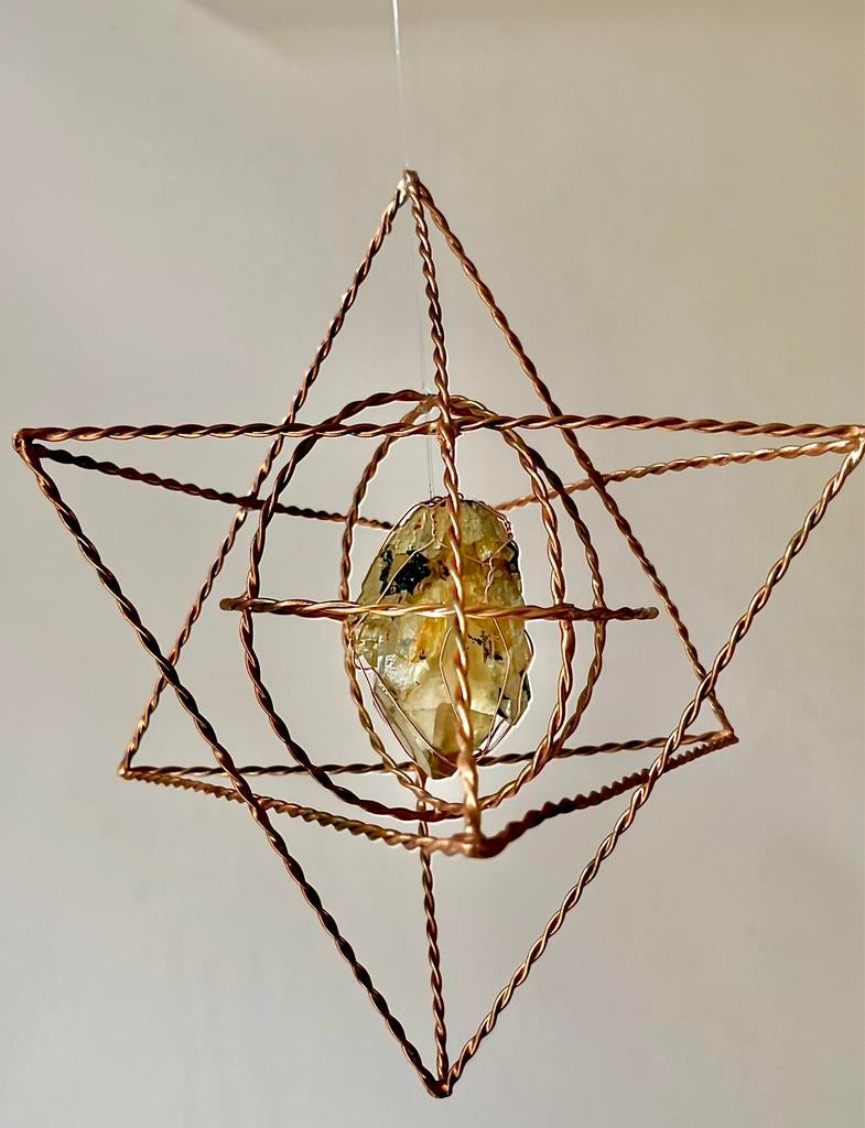 Handgemaakte koperen Merkabah met Kundalini Citrien Congo, Ophalen of Verzenden, Nieuw, Beeld(je)