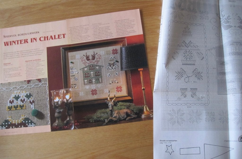 borduurpatroon van een wintertafereel - winter in chalet, Ophalen of Verzenden, Zo goed als nieuw, Handborduren, Patroon