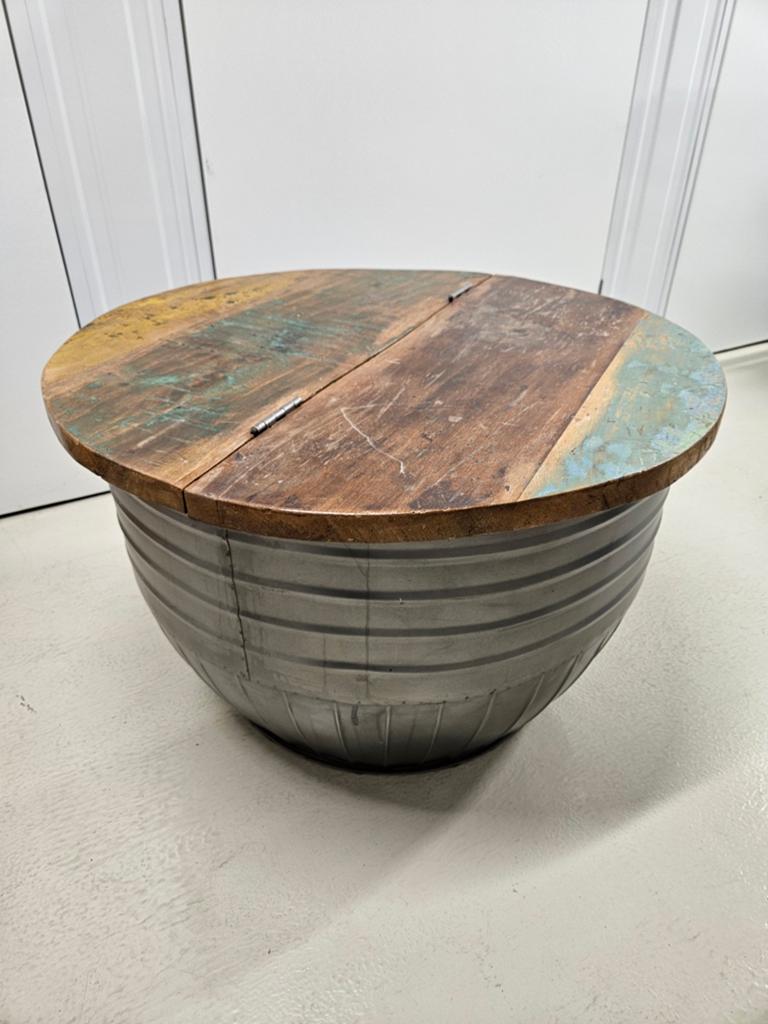 Ronde salontafel met opbergruimte, Huis en Inrichting, Tafels | Salontafels, Ophalen, 50 tot 100 cm, Rond, 50 tot 100 cm