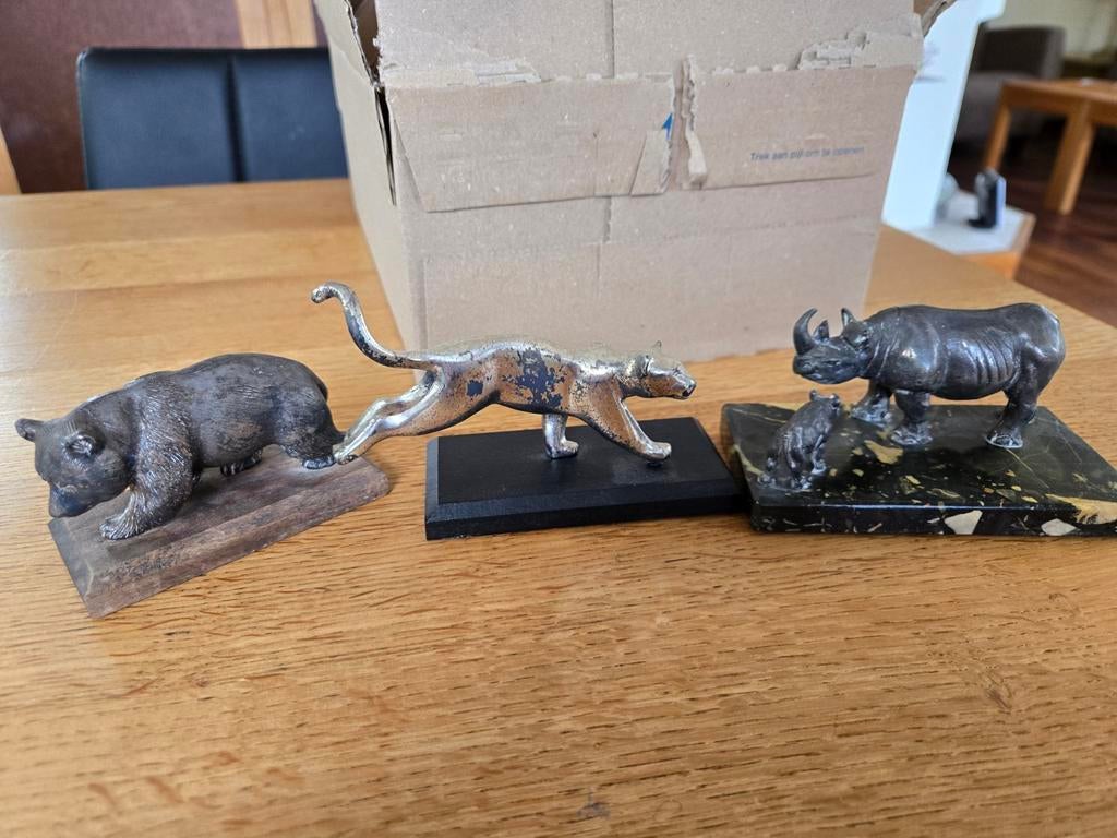 3 verzilverde tinnen dieren WNF album3, Verzamelen, Beelden en Beeldjes, Ophalen of Verzenden, Dier