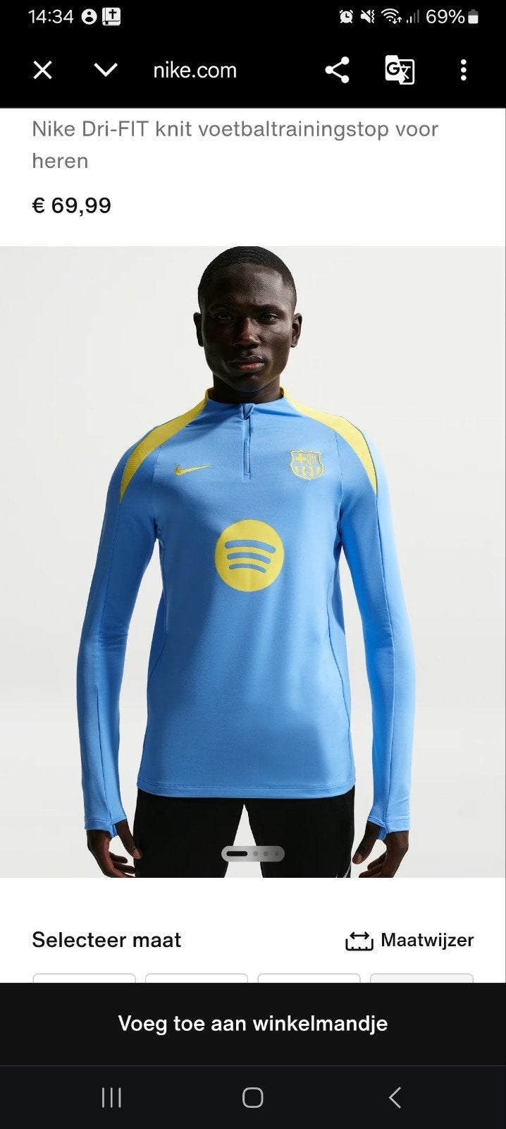 Nike FC Barcelona voetbaltrainingshirt, Overige typen, Nike, Ophalen of Verzenden, Zo goed als nieuw
