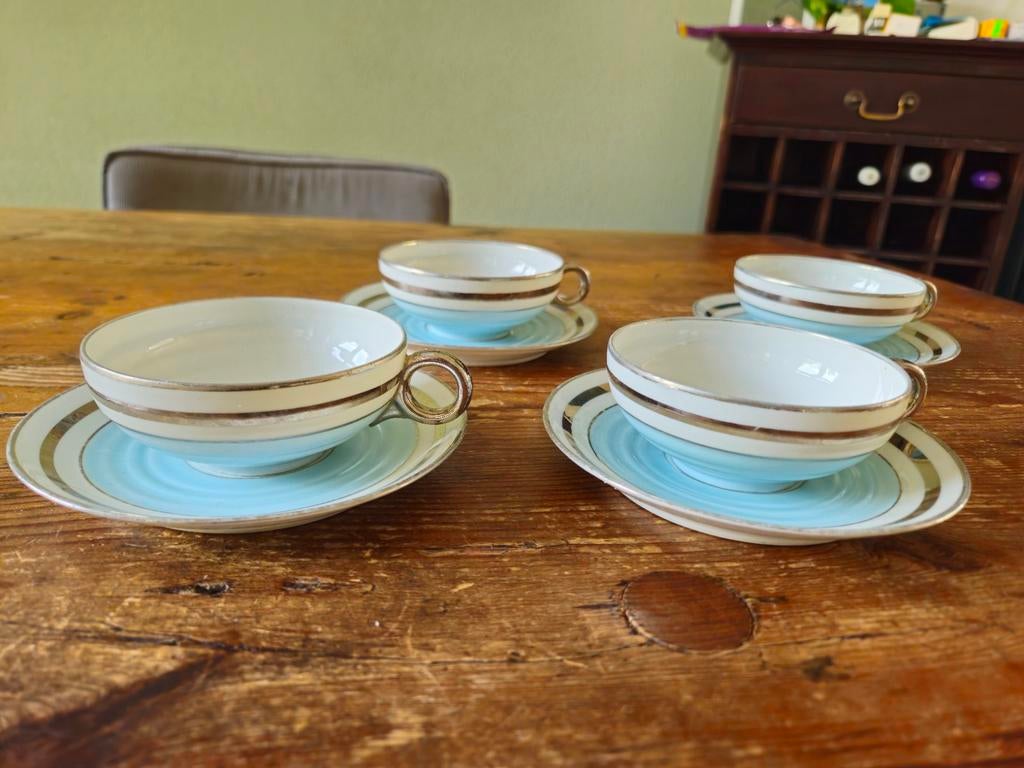 4 Brocante Kop en Schotels Charpentier Renard Limoges, Ophalen of Verzenden