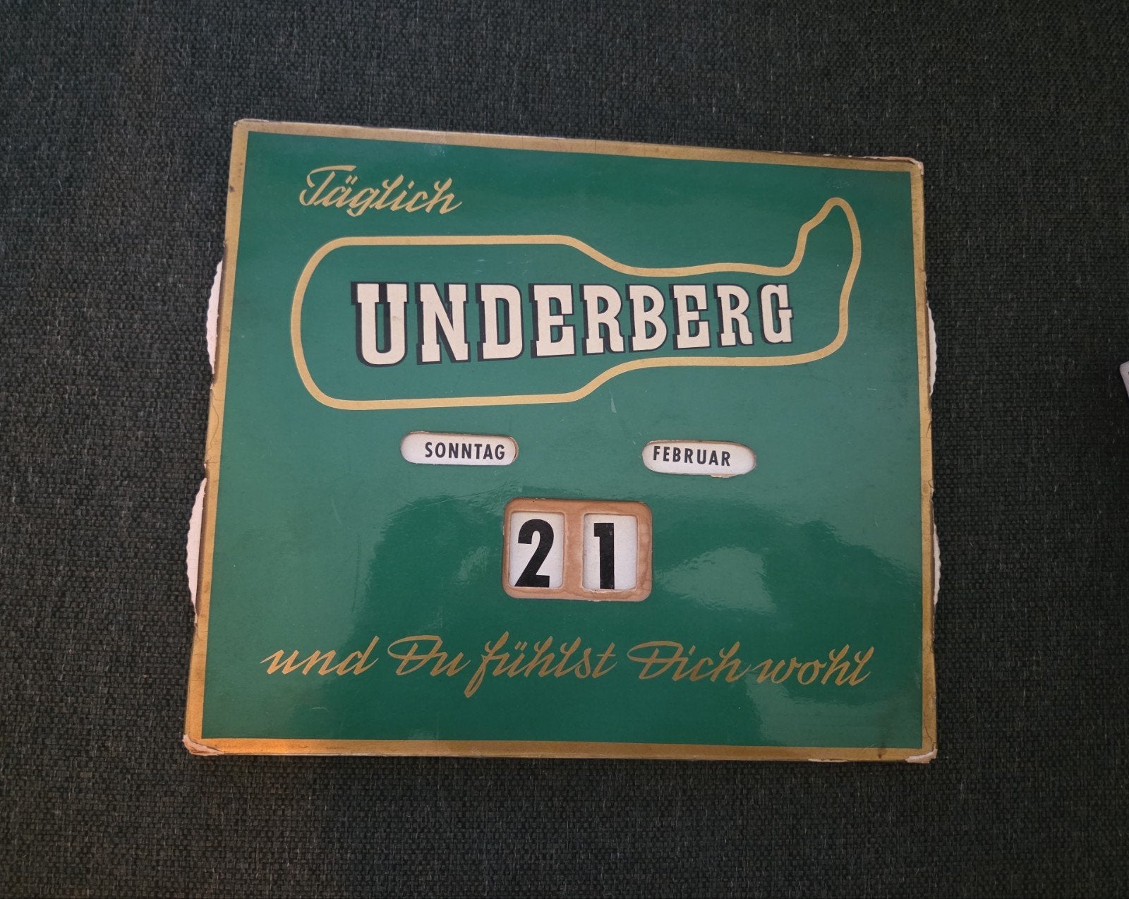 Vintage Underberg Reclamebord / Eeuwigdurende Kalender, Ophalen of Verzenden