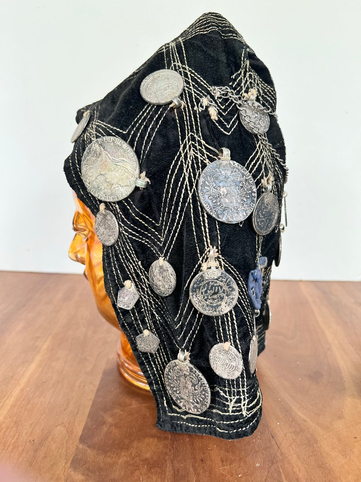 Arabische Jemenitische Bedoeïenen Hoofddoek met Zilveren, Antiek en Kunst, Ophalen of Verzenden