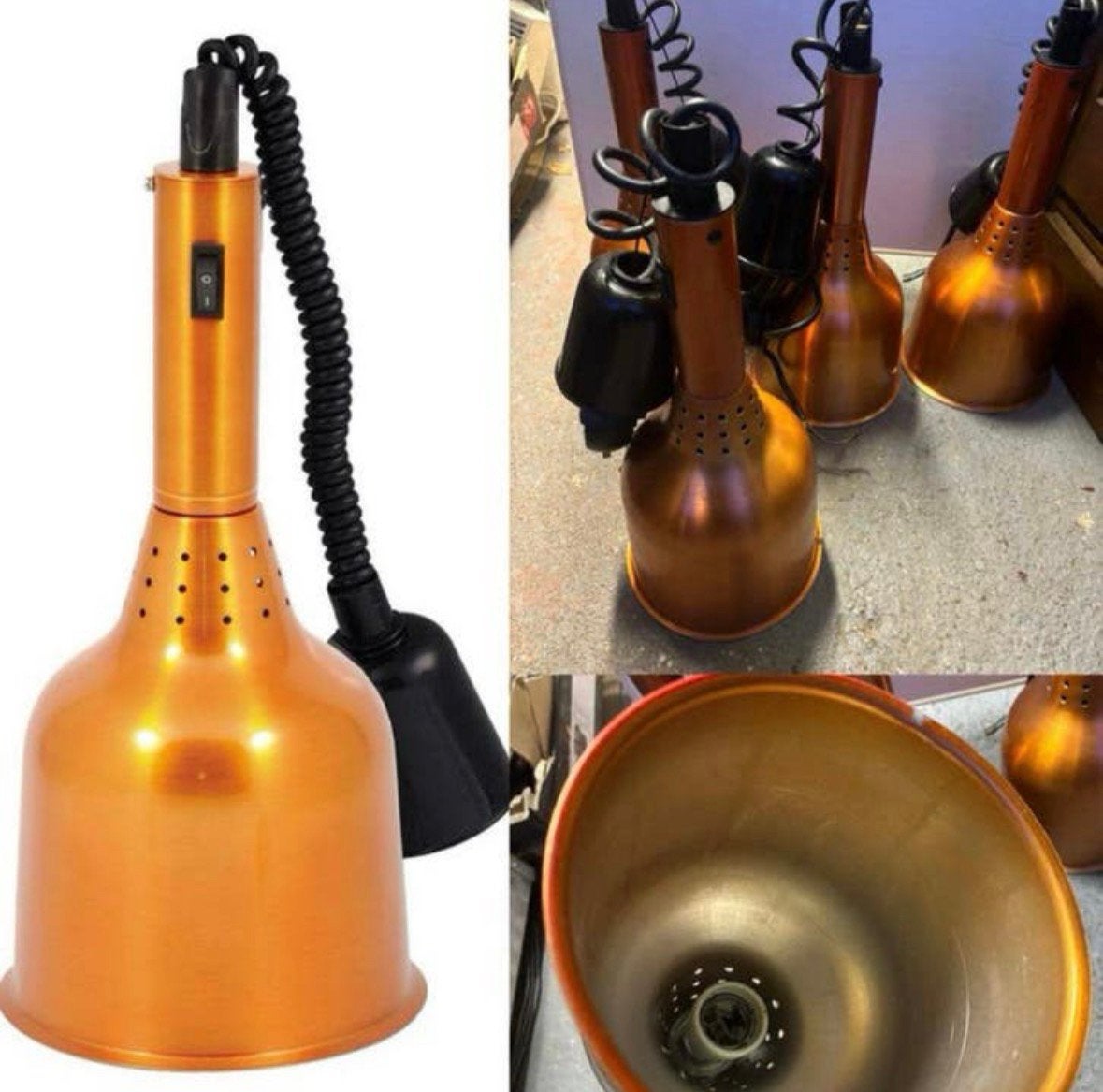 Classic' warmhoudlamp in koper/orange geanodiseerd aluminium, Ophalen of Verzenden, Gebruikt