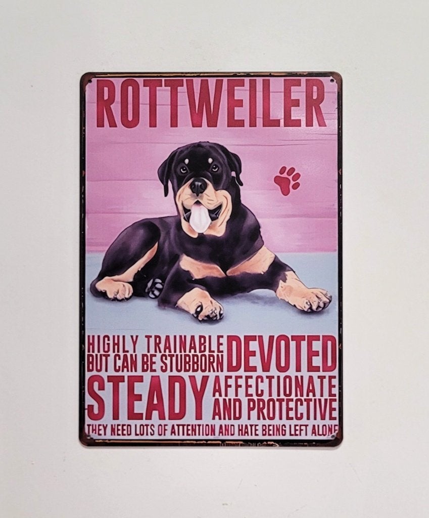 Rottweiler hond eigenschappen reclamebord van metaal deco, Info@deconoord.nl, Deco Noord, Nieuw, Ophalen of Verzenden