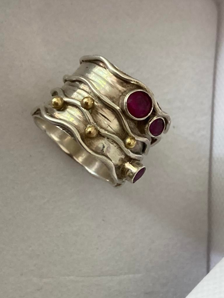 Ring zilver (925) met robijn, Sieraden, Tassen en Uiterlijk, Ringen, Ophalen of Verzenden, Roze, Met edelsteen, Dame