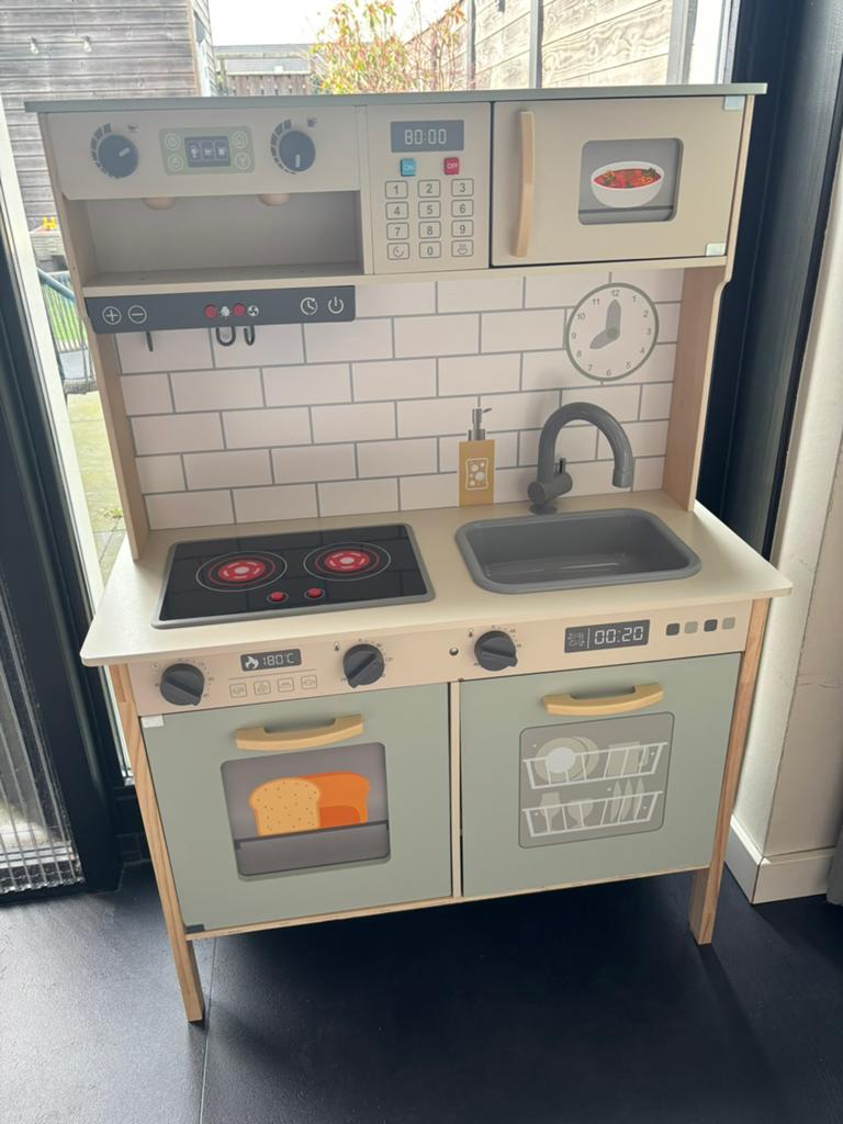 Speelkeuken hout met licht en geluid, Ophalen, Zo goed als nieuw