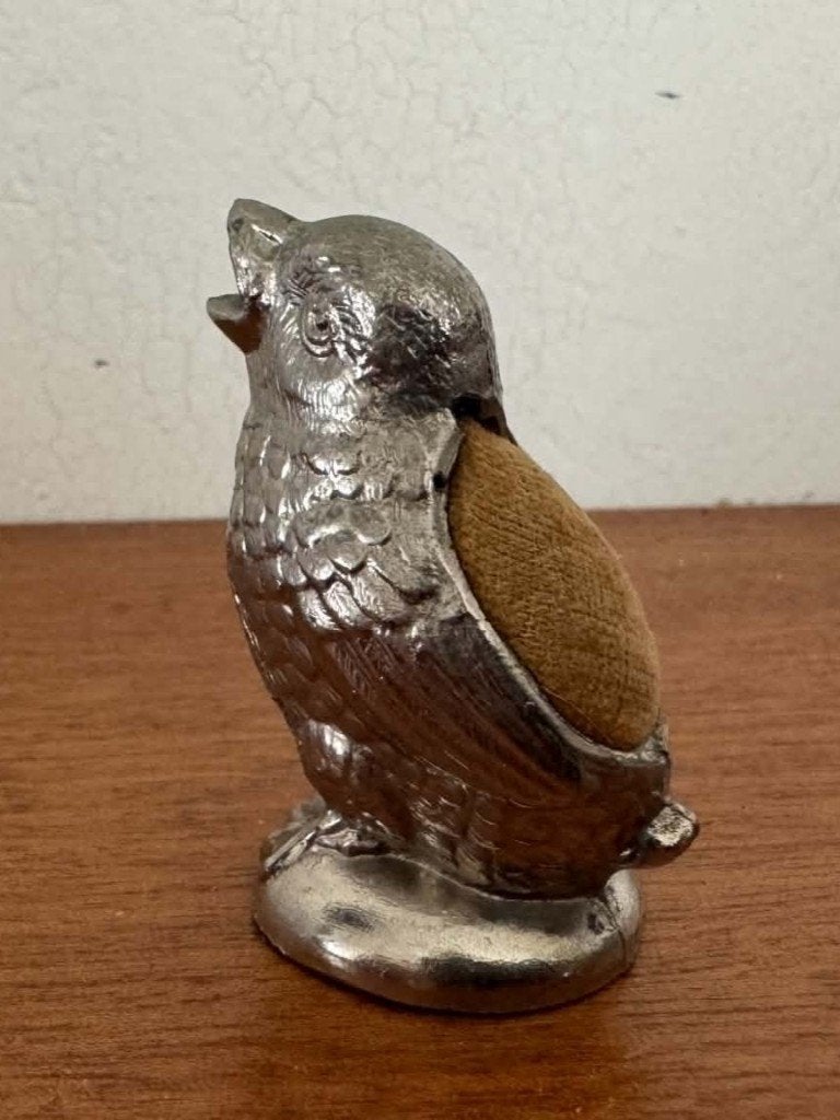 Vintage Zilverkleurig Speldenkussen Vogel, Hobby en Vrije tijd, Naaien en Fournituren, Zo goed als nieuw, Overige typen, Ophalen of Verzenden