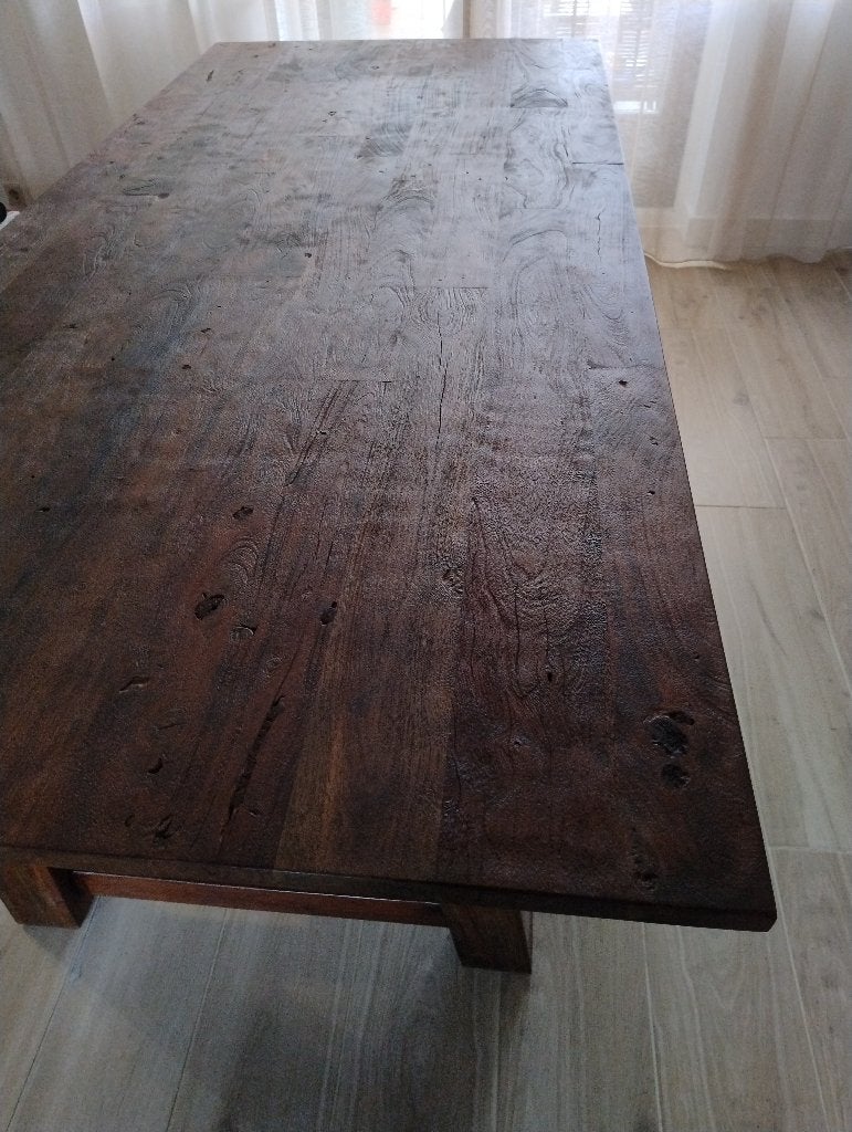 Mooie Tropisch hardhouten eetkamer tafel als nieuw, Ophalen, 200 cm of meer, 50 tot 100 cm, Zo goed als nieuw