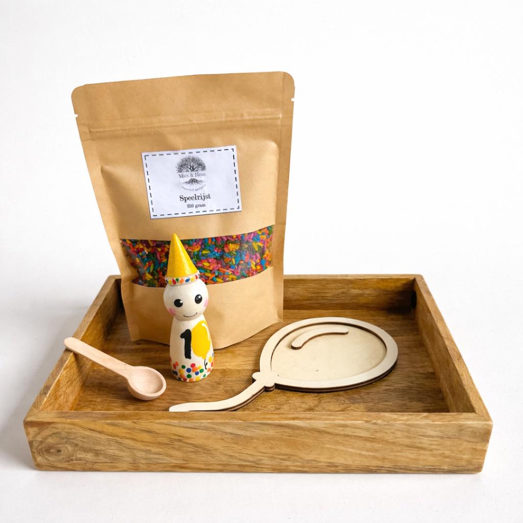 Sensorisch Feest Cadeautje - Speelrijst & Houten Figuur, Ophalen of Verzenden, Nieuw, Ontdekken