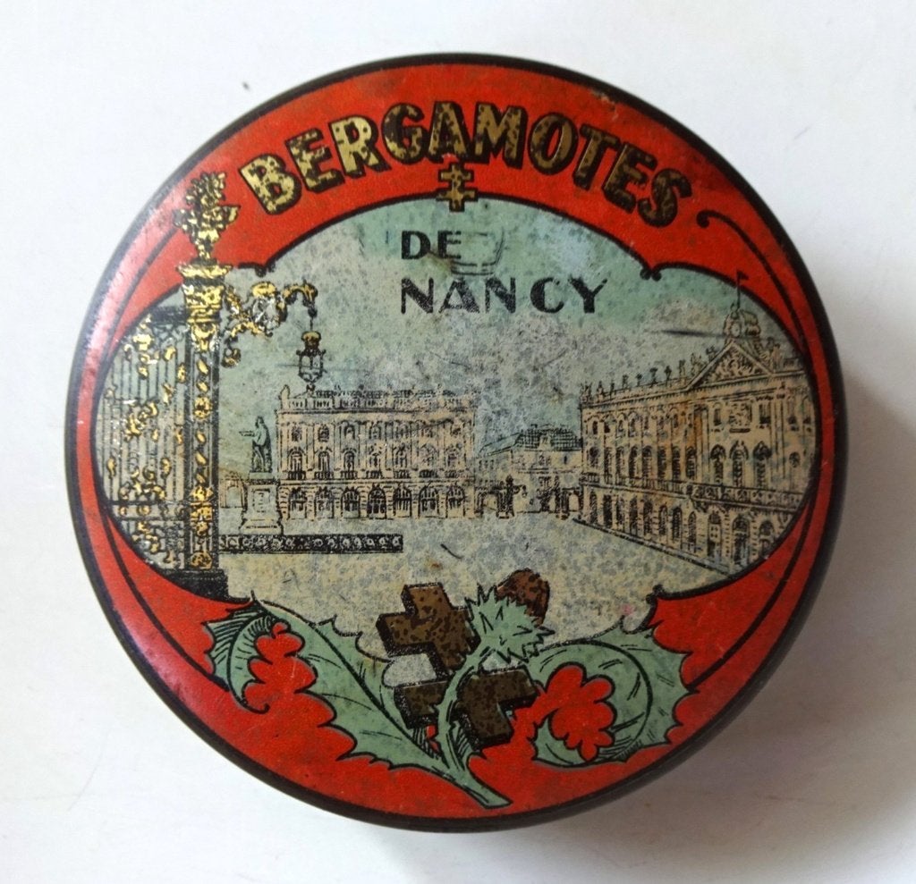 Oud Frans snoep / bonbon blikje: Bergamotes de Nancy, Ophalen of Verzenden, Gebruikt, Overige, Overige merken