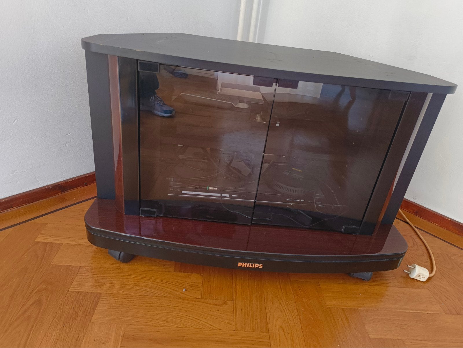 Philips TV-meubel met glazen deurtjes, Ophalen, Gebruikt, Overige houtsoorten, 50 tot 100 cm