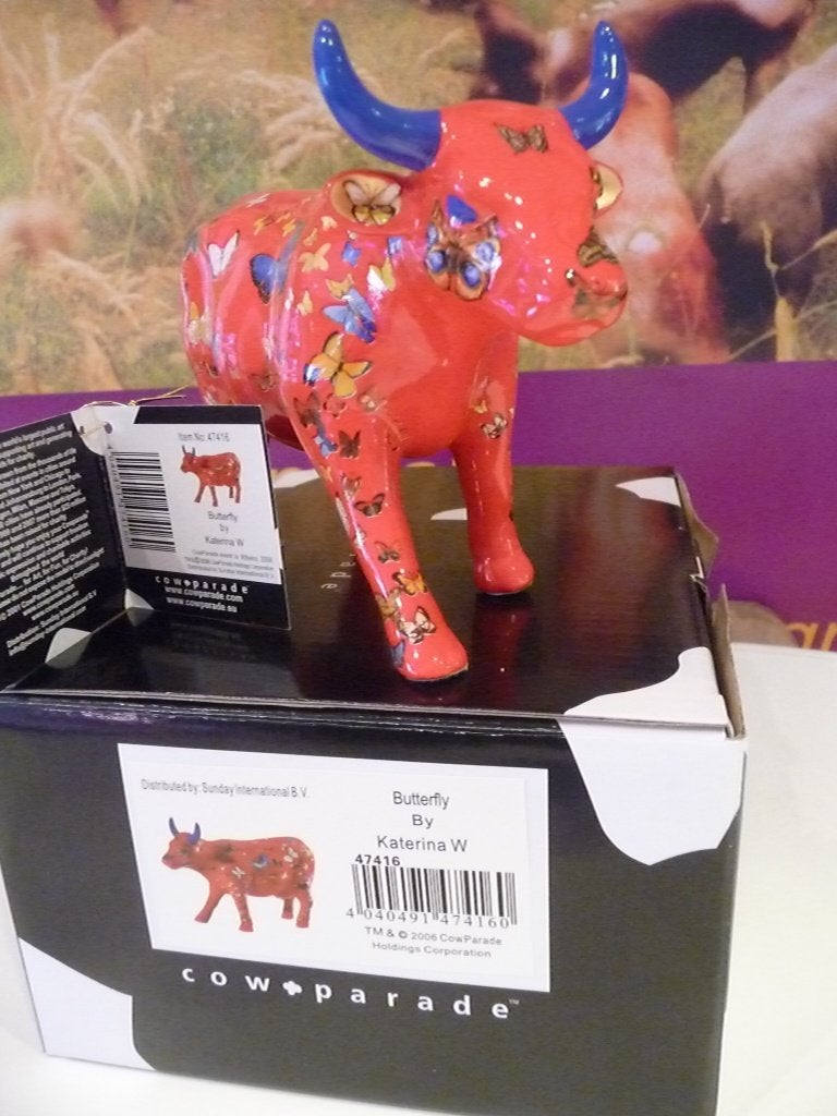 Nieuw Cow Parade koe Klaricious Butterfly gratis verzending., Ophalen of Verzenden, Beeld