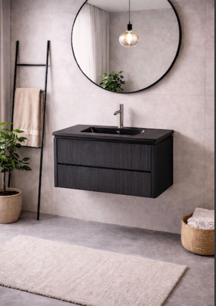 LAATSTE! Wastafelkast badmeubel 80 cm zwart - Nieuw! nr119B, Ophalen, Nieuw