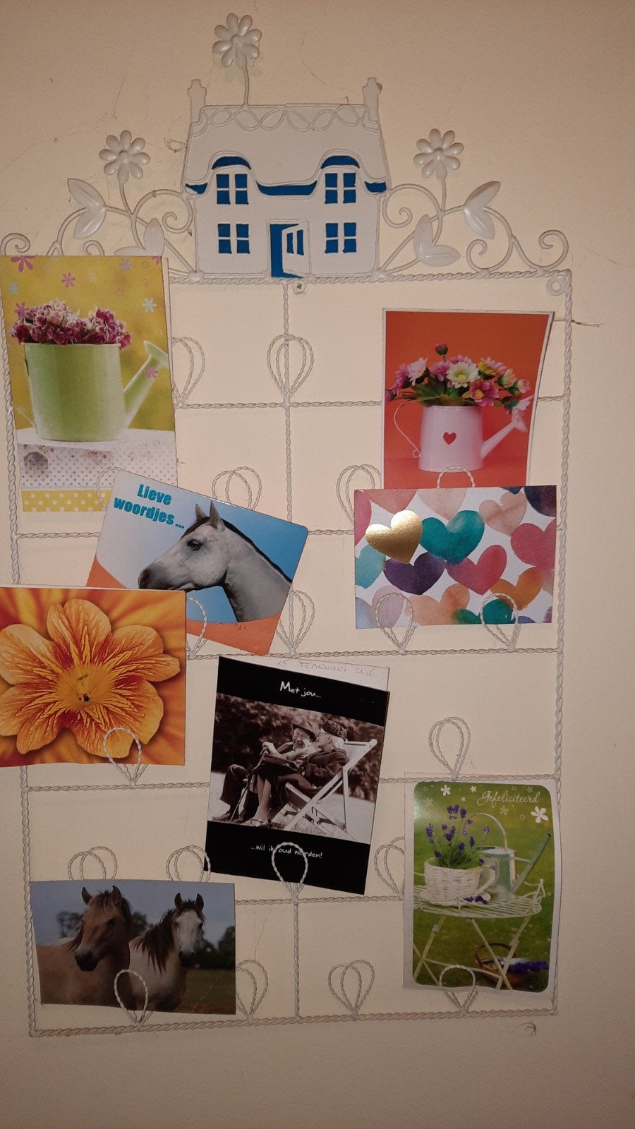 Wit blauw stalen kaartenhouder wanddecoratie, Huis en Inrichting, Woonaccessoires | Overige, Ophalen of Verzenden, Zo goed als nieuw