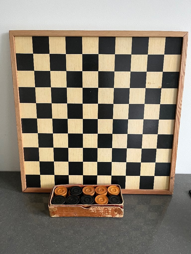 Schaak/dambord met damstenen., Hobby en Vrije tijd, Gezelschapsspellen | Bordspellen, Een of twee spelers, Ophalen of Verzenden