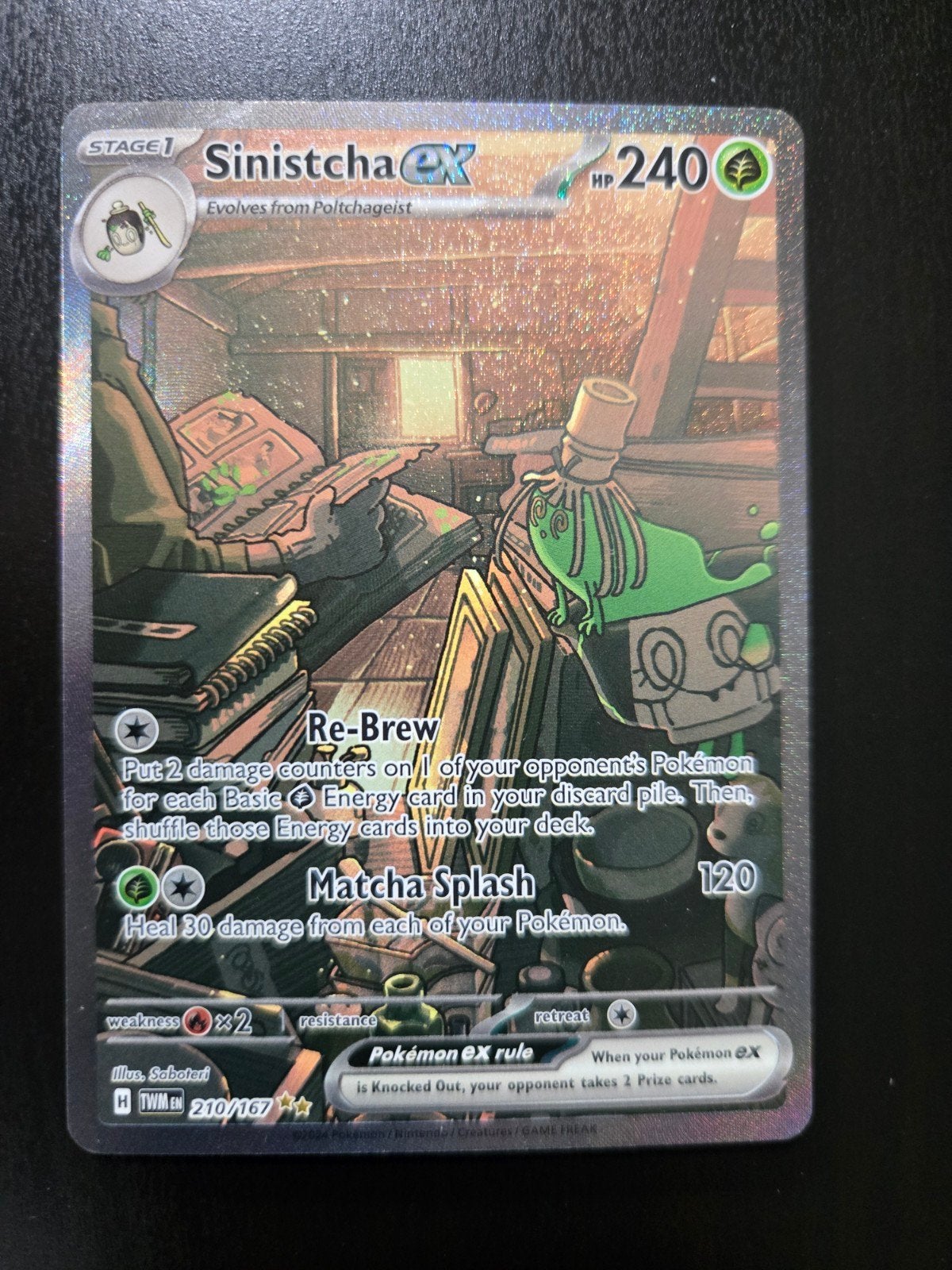 Sinistcha ex Pokémon kaart (210/167) - Zo goed als nieuw, Verzenden, Zo goed als nieuw, Losse kaart, Foil