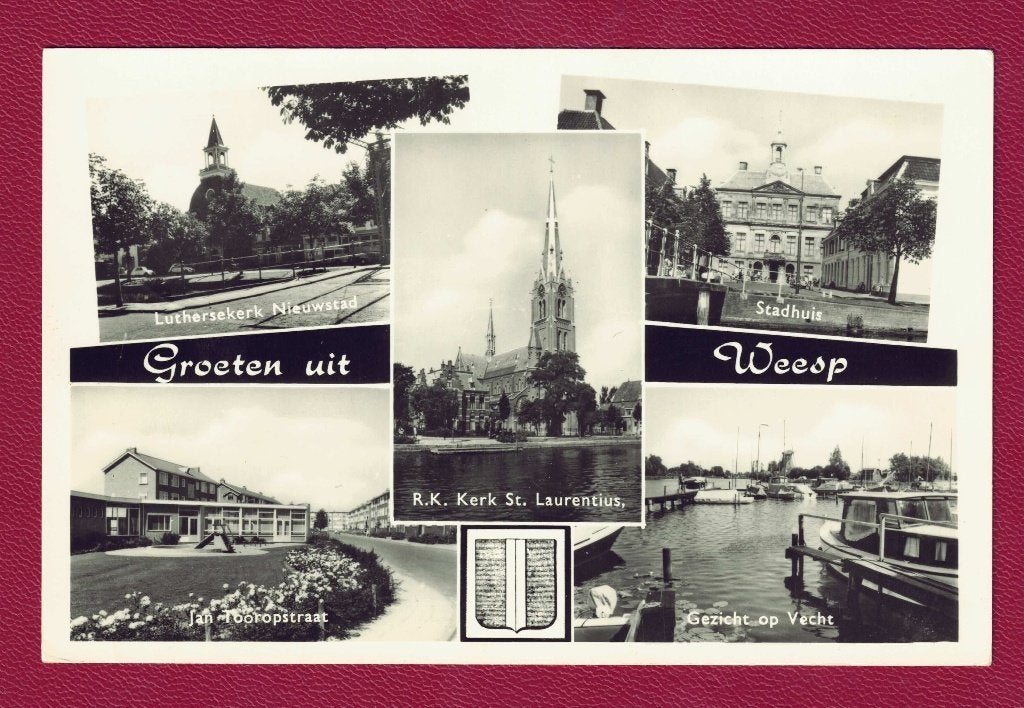 Weesp (gem. A'dam) - Groeten uit - 1969 (pst.st. onleesbaar), Verzamelen, Ansichtkaarten | Nederland, Ophalen of Verzenden, 1960 tot 1980