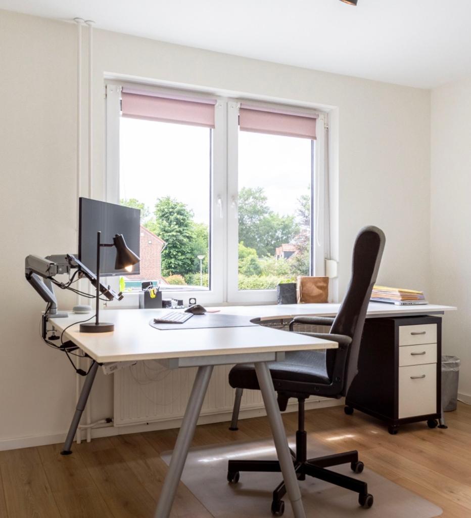Ikea Galant hoekbureau 160x120cm met uitbreiding, Huis en Inrichting, Bureaus, Ophalen, Gebruikt, Spaanplaat of MDF, Hoekbureau