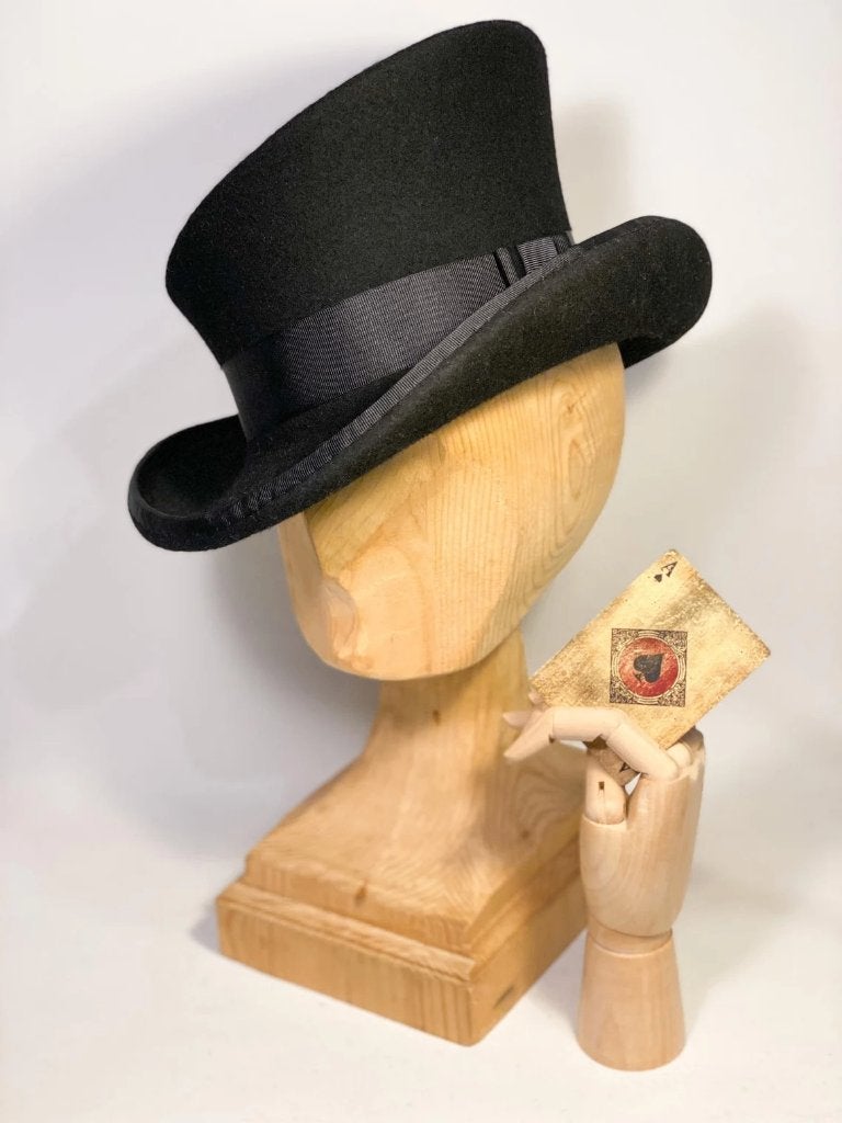 Zwarte victoriaanse hoge hoed heren dames steampunk top hat, Verzenden, Nieuw, Hoed