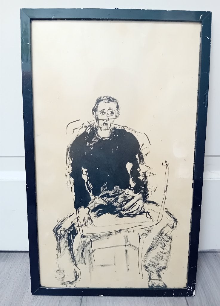 G.E.Luurtsema oude tekening in frame, Ophalen of Verzenden
