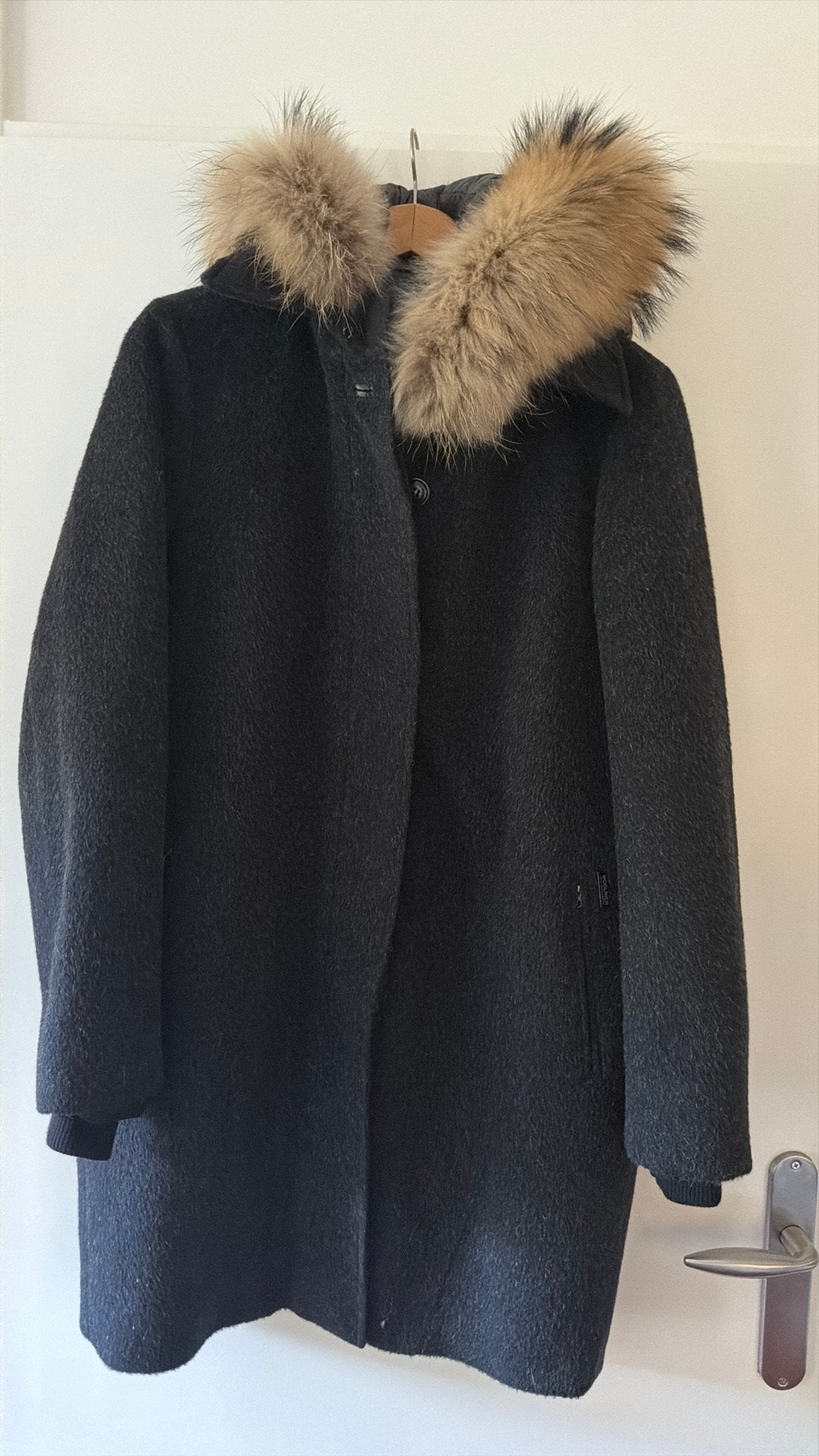 Woolrich wollen jas maat M, Ophalen of Verzenden, Zo goed als nieuw, Maat 38/40 (M), Grijs