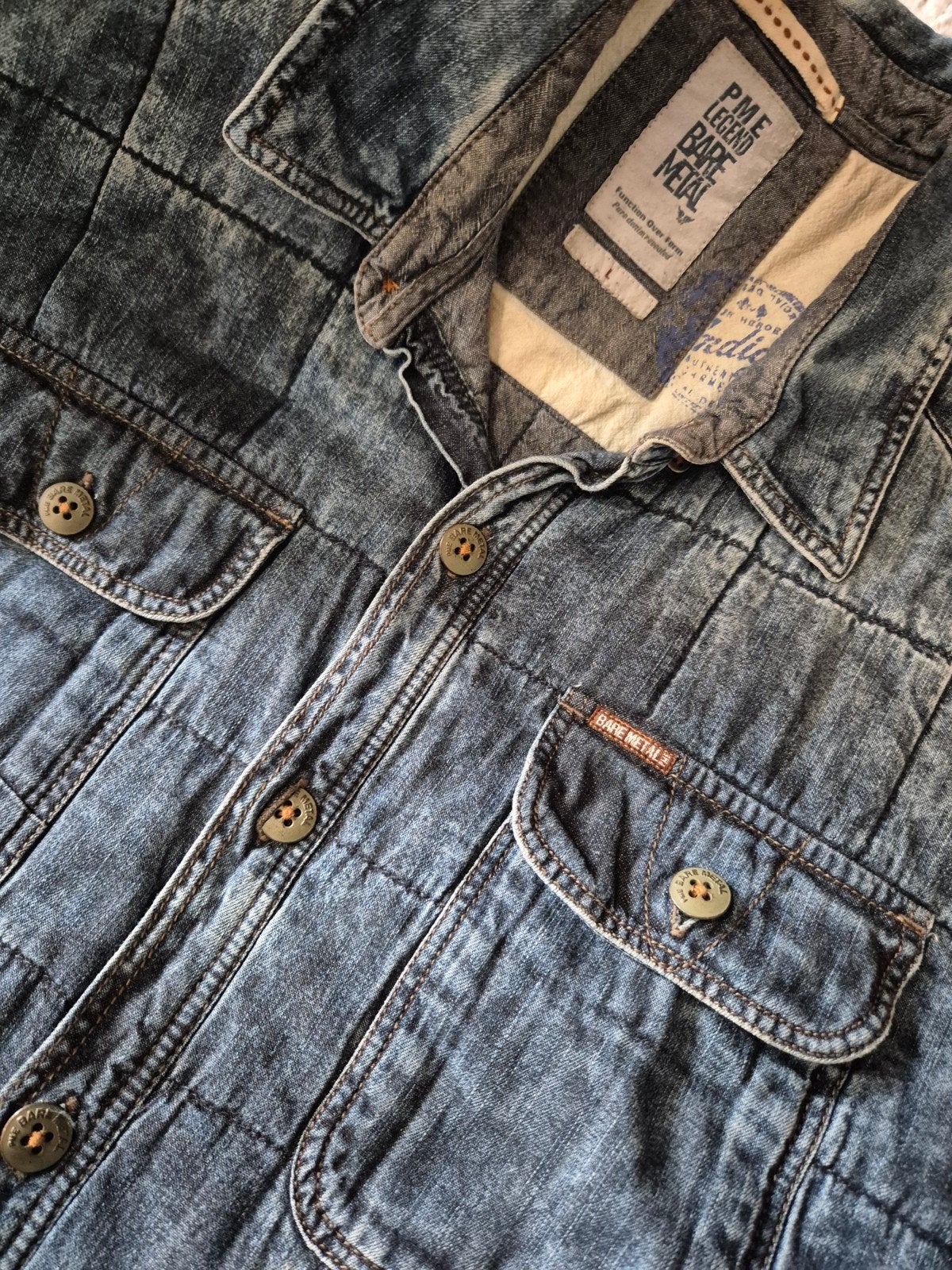 Pme Legend Pall Mall jeans blouse spijkerblouse gevoerd mt L, Kleding | Heren, Overhemden, PME LEGEND, ., Zo goed als nieuw, Halswijdte 41/42 (L)