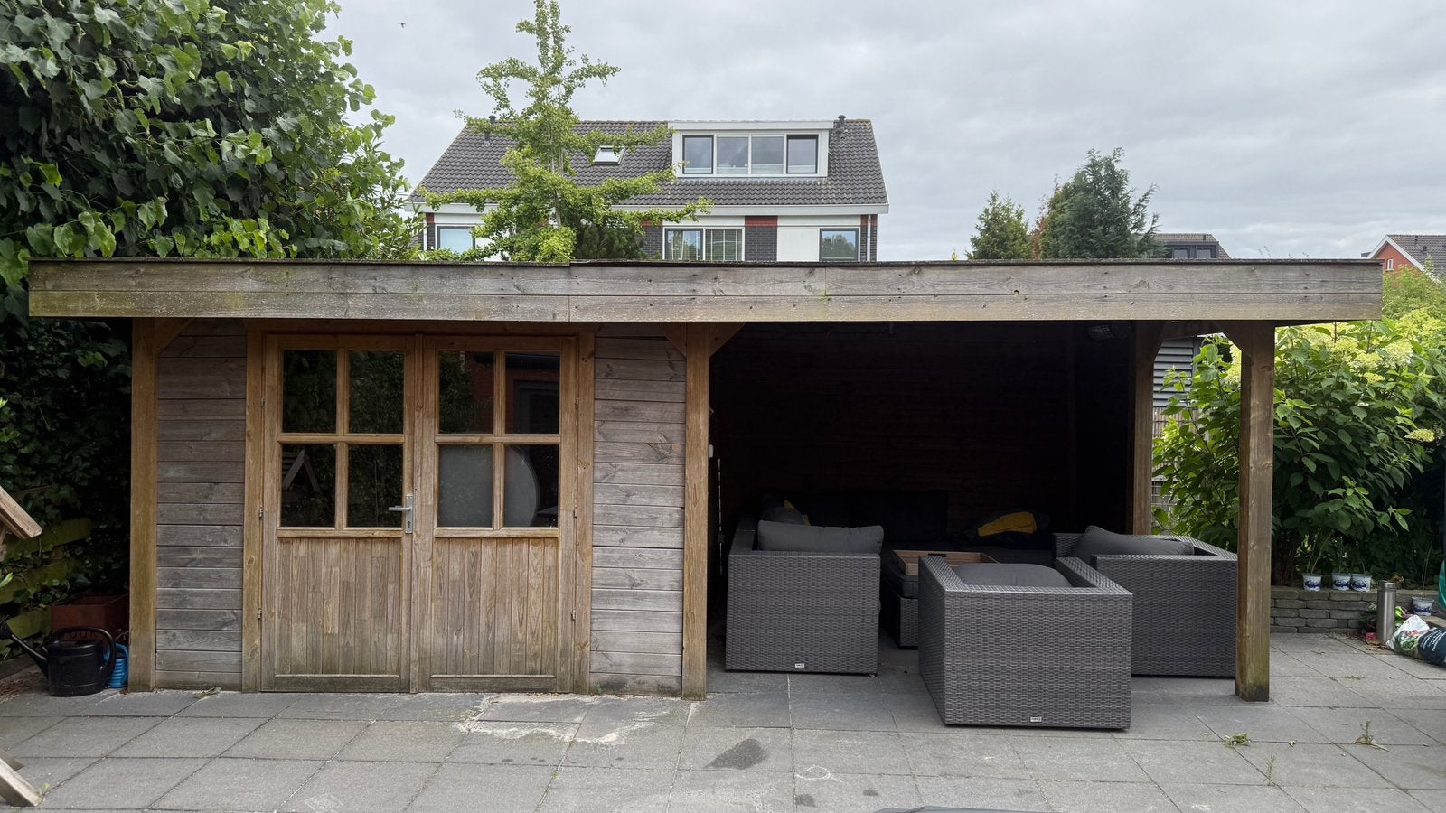 Schuur met overkapping 6.00x3.00, Tuin en Terras, Overkappingen, Ophalen, Gebruikt, Tuinpaviljoen
