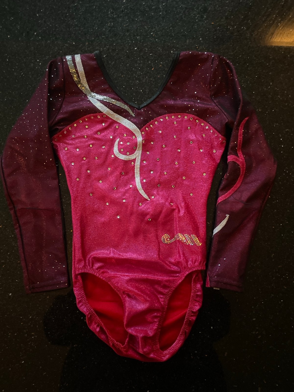 Turnpakje lange mouw roze/paars met glitter maat 140 moreau, Ophalen of Verzenden, Gebruikt, Meisje, Sport- of Zwemkleding