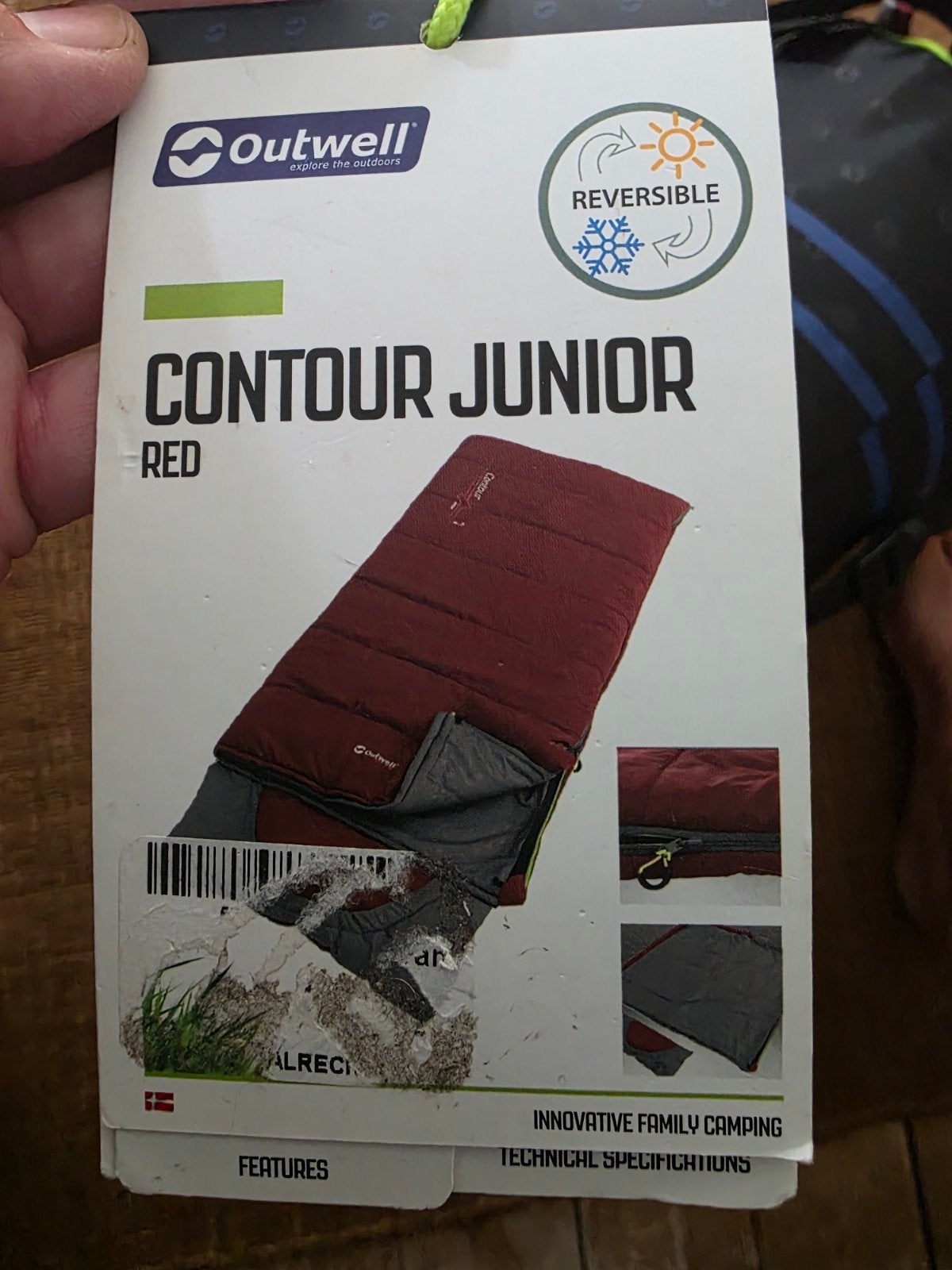 Outwell Contour Junior slaapzak (L) bordeauxrood, Caravans en Kamperen, Slaapzakken, Ophalen of Verzenden, Zo goed als nieuw